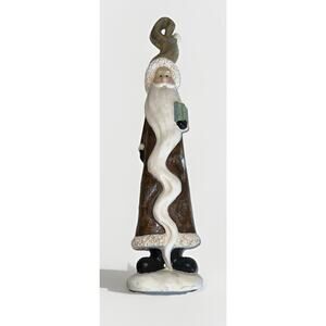 Red Vintage Santa Belsnickle German Style figurine, 18” Tall Silver Tone